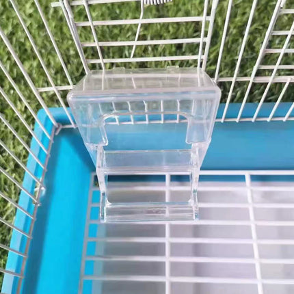 Bird Cage Feeder Hanging Type Clear Plastic Anti Spill with Hook for Birds Cage