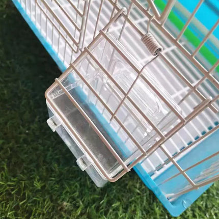 Bird Cage Feeder Hanging Type Clear Plastic Anti Spill with Hook for Birds Cage