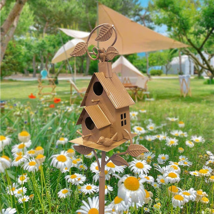 Birdhouse Garden Stakes Outdoor Yard Ornaments for Lawn and Garden Decoration