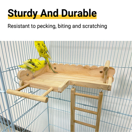 Parrot Wooden Climbing Ladder Platform Bed Stand Toy Bird Cage Resting Training