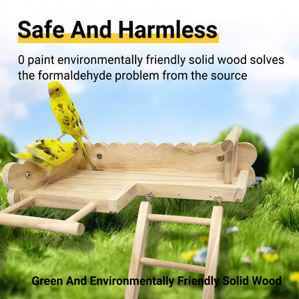 Parrot Wooden Climbing Ladder Platform Bed Stand Toy Bird Cage Resting Training