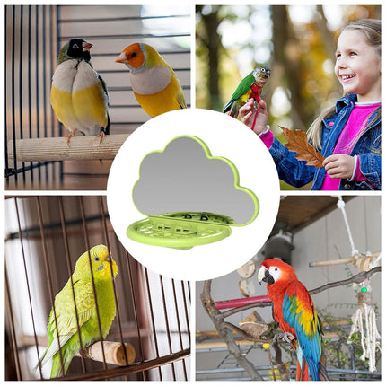 Parrot Bird Mirror Toy Stand Platform Perch Mirror Station Cage Training Play