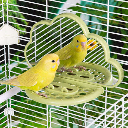 Parrot Bird Mirror Toy Stand Platform Perch Mirror Station Cage Training Play