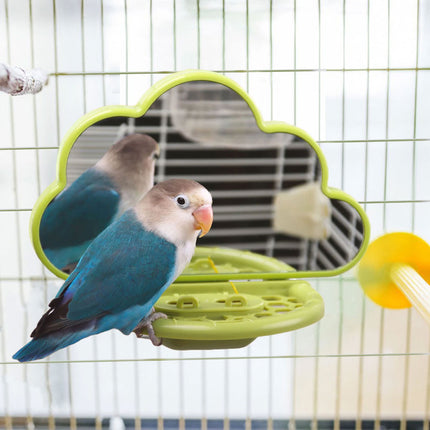 Parrot Bird Mirror Toy Stand Platform Perch Mirror Station Cage Training Play
