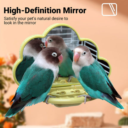 Parrot Bird Mirror Toy Stand Platform Perch Mirror Station Cage Training Play