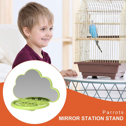 Parrot Bird Mirror Toy Stand Platform Perch Mirror Station Cage Training Play