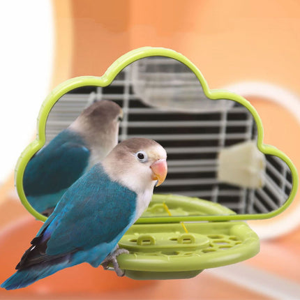 Parrot Bird Mirror Toy Stand Platform Perch Mirror Station Cage Training Play