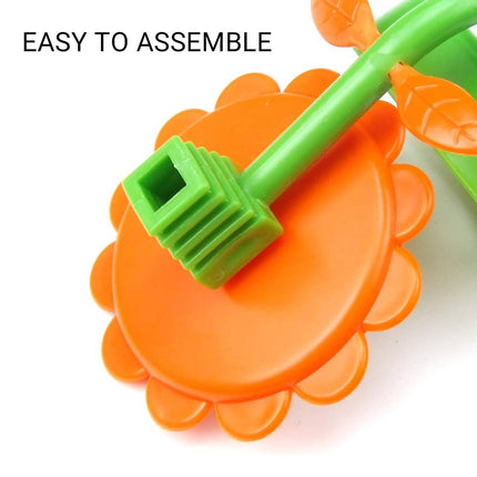 Flower Bird Mirror Toy with Seed Cup Bell and Perch for Budgies Small Parrots