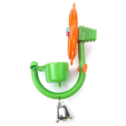 Flower Bird Mirror Toy with Seed Cup Bell and Perch for Budgies Small Parrots
