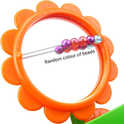 Flower Bird Mirror Toy with Seed Cup Bell and Perch for Budgies Small Parrots