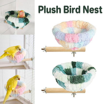 Parrot Winter Warm Nest Fluffy Cotton Hanging Bed Colourful Bird Cage House