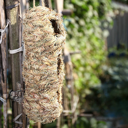 Handwoven Hanging Birdhouse Peanut Shape Hay Nest Outdoor Garden Shelter