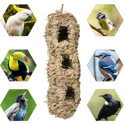 Handwoven Hanging Birdhouse Peanut Shape Hay Nest Outdoor Garden Shelter