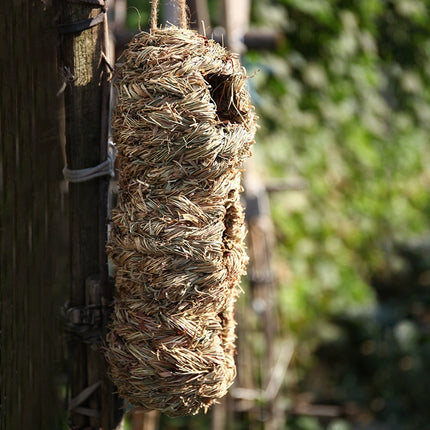 Handwoven Hanging Birdhouse Peanut Shape Hay Nest Outdoor Garden Shelter