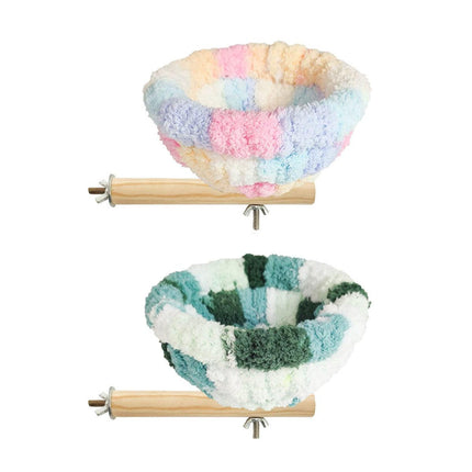 Parrot Winter Warm Nest Fluffy Cotton Hanging Bed Colourful Bird Cage House