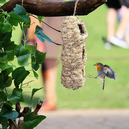 Handwoven Hanging Birdhouse Peanut Shape Hay Nest Outdoor Garden Shelter