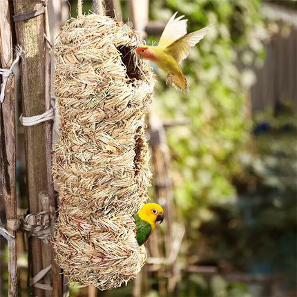 Handwoven Hanging Birdhouse Peanut Shape Hay Nest Outdoor Garden Shelter