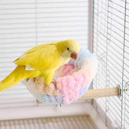 Parrot Winter Warm Nest Fluffy Cotton Hanging Bed Colourful Bird Cage House