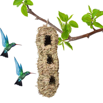 Handwoven Hanging Birdhouse Peanut Shape Hay Nest Outdoor Garden Shelter