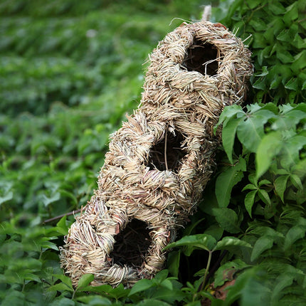 Handwoven Hanging Birdhouse Peanut Shape Hay Nest Outdoor Garden Shelter