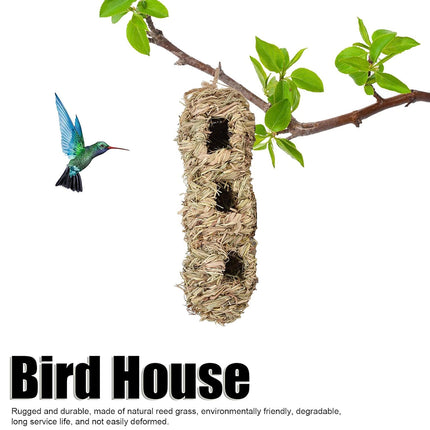 Handwoven Hanging Birdhouse Peanut Shape Hay Nest Outdoor Garden Shelter