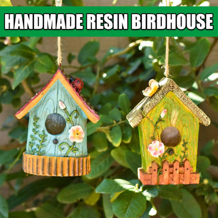 Handmade Birdhouse Resin Cute Patio Garden Hanging Nest Decoration for Outdoors