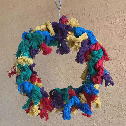 Cotton Rope Ring Bird Chew Toy Parrot Swing Hanging Cage Play Perch Pet Toy