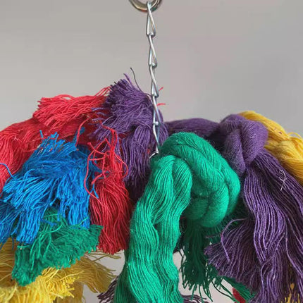 Cotton Rope Ring Bird Chew Toy Parrot Swing Hanging Cage Play Perch Pet Toy