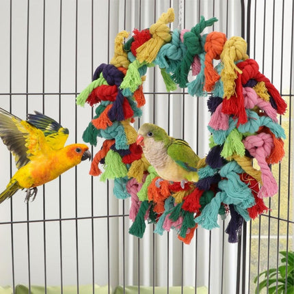 Cotton Rope Ring Bird Chew Toy Parrot Swing Hanging Cage Play Perch Pet Toy