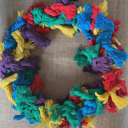 Cotton Rope Ring Bird Chew Toy Parrot Swing Hanging Cage Play Perch Pet Toy