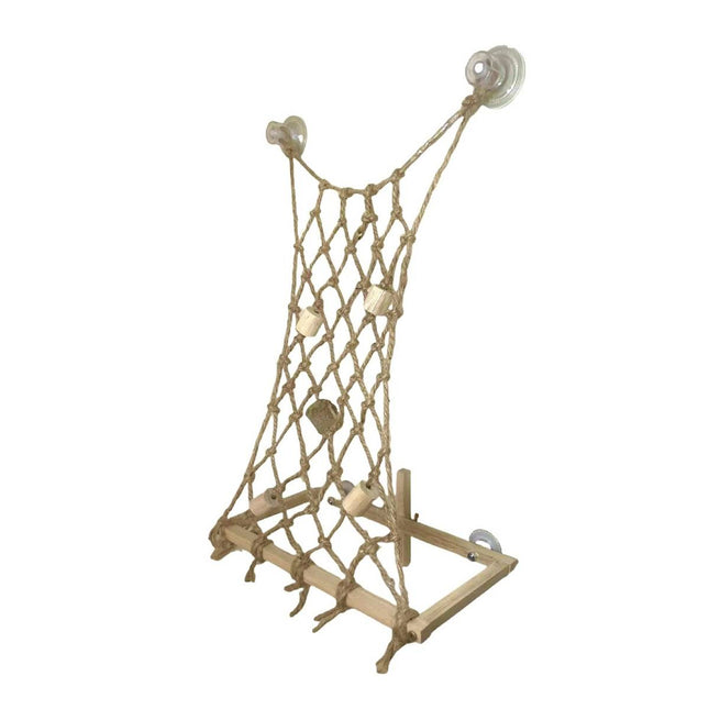 Parrot Hemp Rope Climbing Perch Bird Cage Suction Cup Net 34x25x12cm