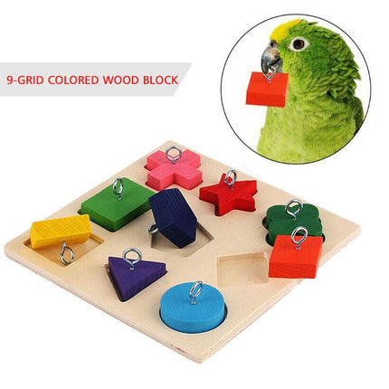 Parrot Training Toy 9 Grid Design Blocks Stimulate Intelligence For Parrots Bird