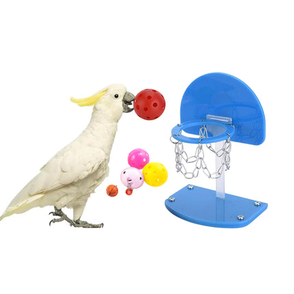 Parrot Interactive Training Toy Bird Shooting Mini Basket Pet Basketball Stand