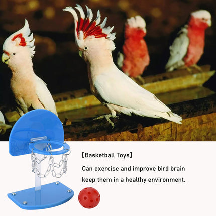 Parrot Interactive Training Toy Bird Shooting Mini Basket Pet Basketball Stand