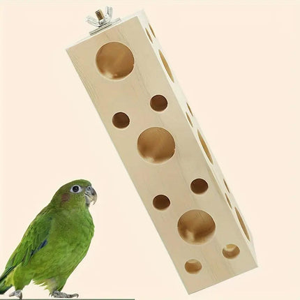 Parrot Chewing Wood Bird Drilling Toys Stand Station Stick for Pet Birds Play