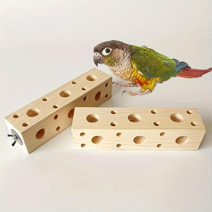 Parrot Chewing Wood Bird Drilling Toys Stand Station Stick for Pet Birds Play