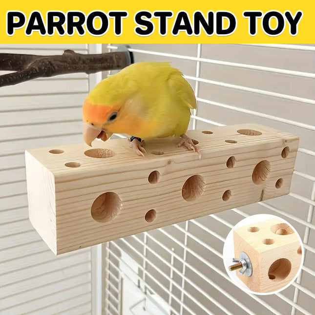 Parrot Chewing Wood Bird Drilling Toys Stand Station Stick for Pet Birds Play
