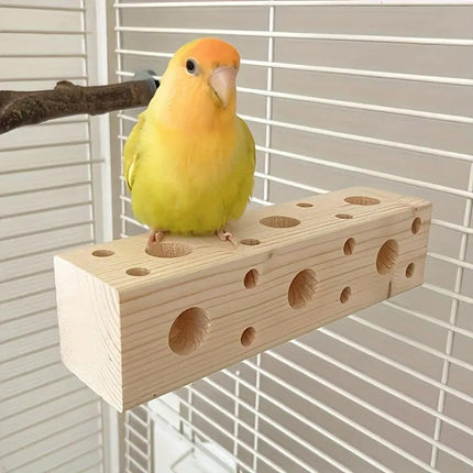 Parrot Chewing Wood Bird Drilling Toys Stand Station Stick for Pet Birds Play
