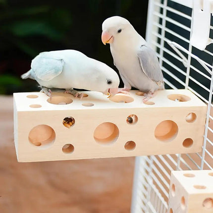 Parrot Chewing Wood Bird Drilling Toys Stand Station Stick for Pet Birds Play