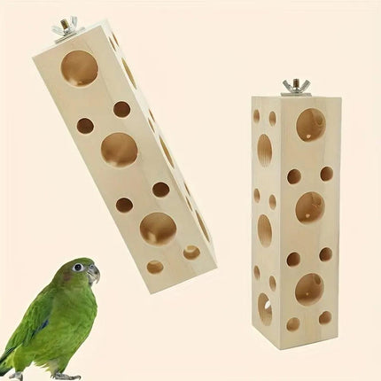 Parrot Chewing Wood Bird Drilling Toys Stand Station Stick for Pet Birds Play