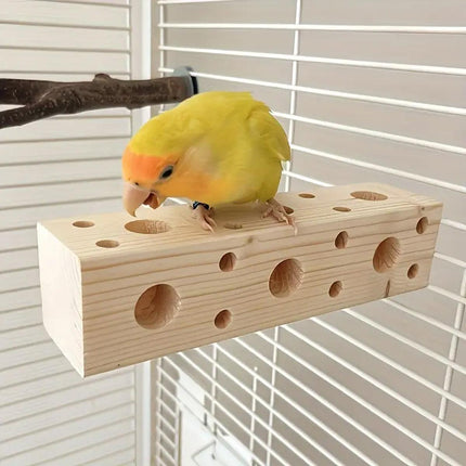Parrot Chewing Wood Bird Drilling Toys Stand Station Stick for Pet Birds Play