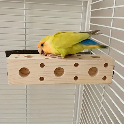 Parrot Chewing Wood Bird Drilling Toys Stand Station Stick for Pet Birds Play