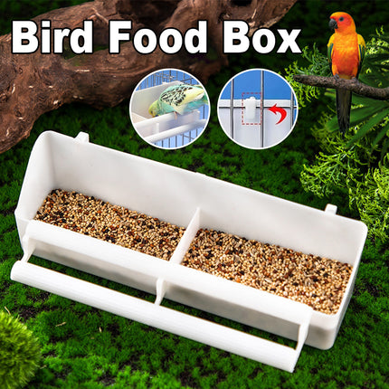 Bird Food Feeder Trough Box Water Bowl Container Cage Accessories Easy Install