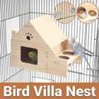 Parrot Birdhouse Breeding Box Pine Wood Nest with Stainless Steel Feeding Cups