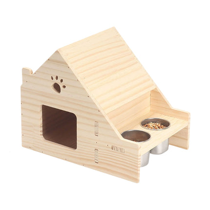 Parrot Birdhouse Breeding Box Pine Wood Nest with Stainless Steel Feeding Cups