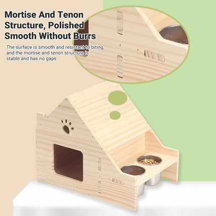 Parrot Birdhouse Breeding Box Pine Wood Nest with Stainless Steel Feeding Cups