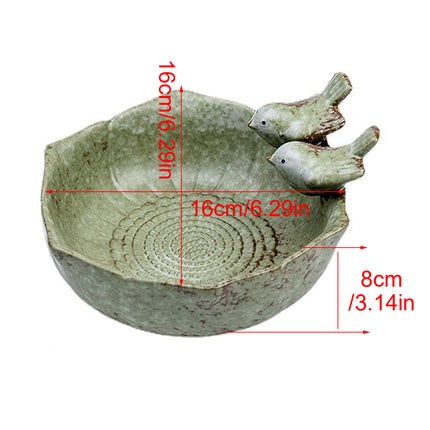 Ceramic Bird Bowl Feeder Dish Set Outdoor Garden Use Water Food Feeding Birds