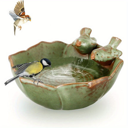 Ceramic Bird Bowl Feeder Dish Set Outdoor Garden Use Water Food Feeding Birds