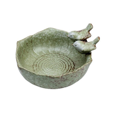 Ceramic Bird Bowl Feeder Dish Set Outdoor Garden Use Water Food Feeding Birds