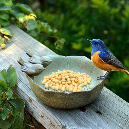 Ceramic Bird Bowl Feeder Dish Set Outdoor Garden Use Water Food Feeding Birds